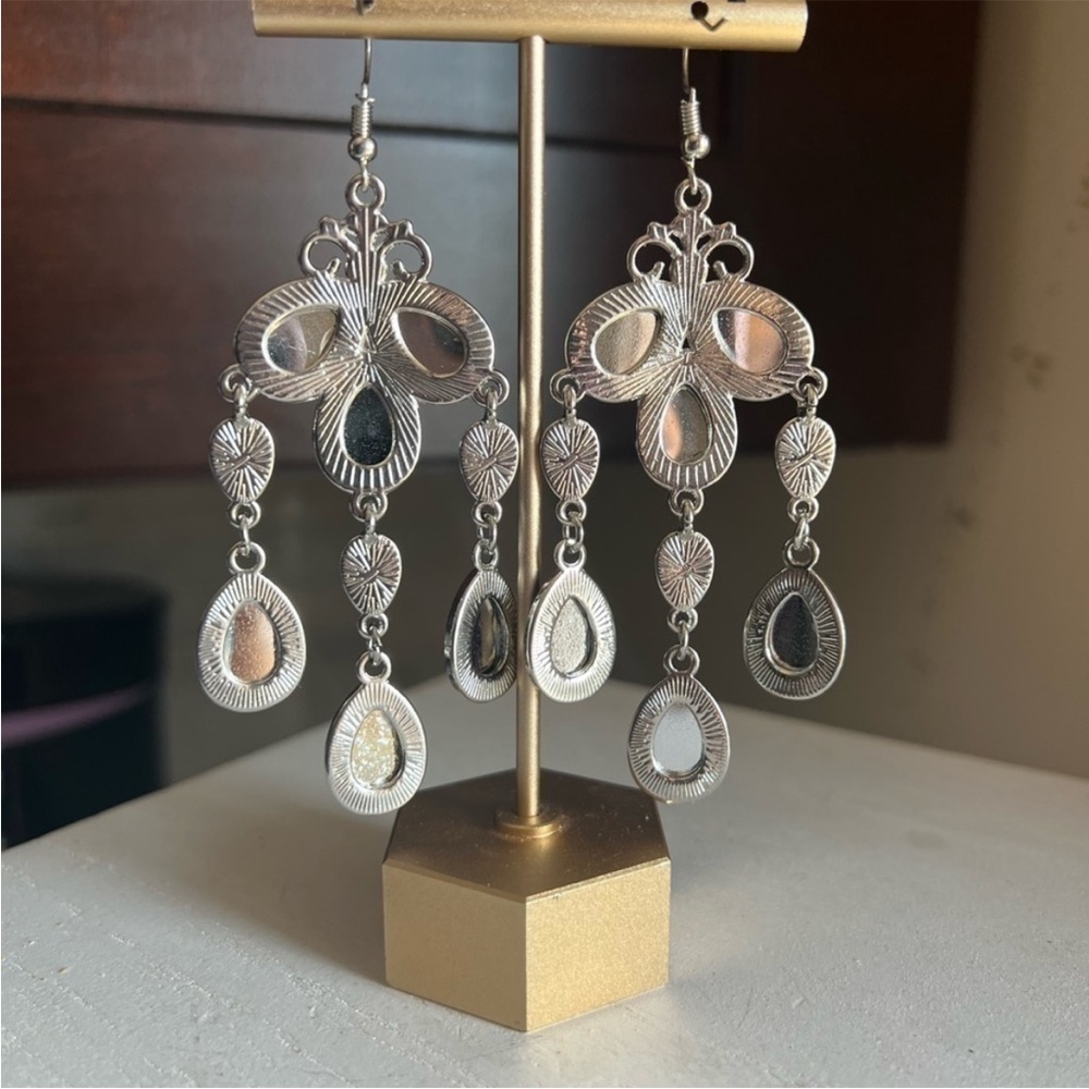 Vintage Purple and Pink Chandelier Earrings - Picture 5 of 5